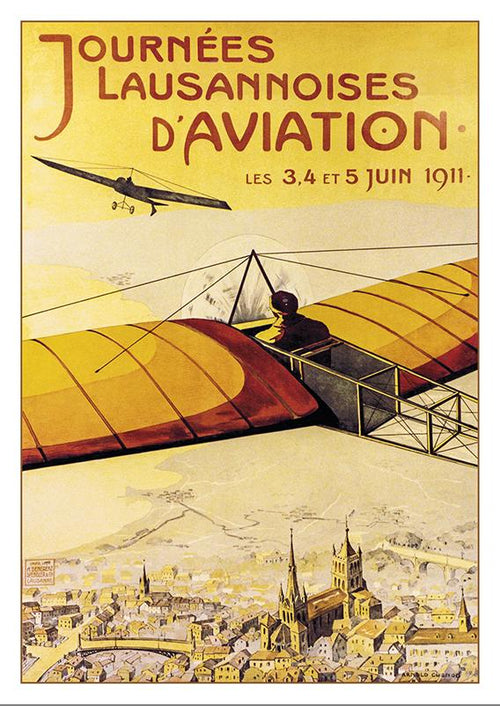 JOURNÉES LAUSANNOISES D’AVIATION - Poster by Arnold Cuenod - 1911