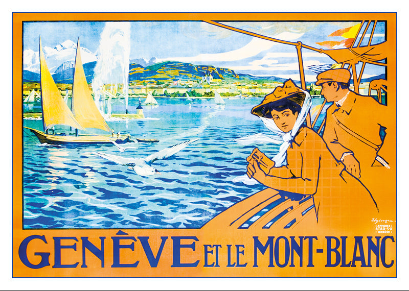 10725 - GENÈVE ET LE MONT-BLANC - Poster by Edouard Elzingre - 1900