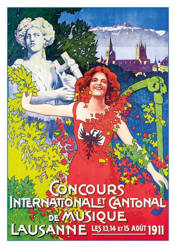 A-10797 - LAUSANNE - CONCOURS INTERNATIONAL ET CANTONAL DE MUSIQUE - Poster about 1911