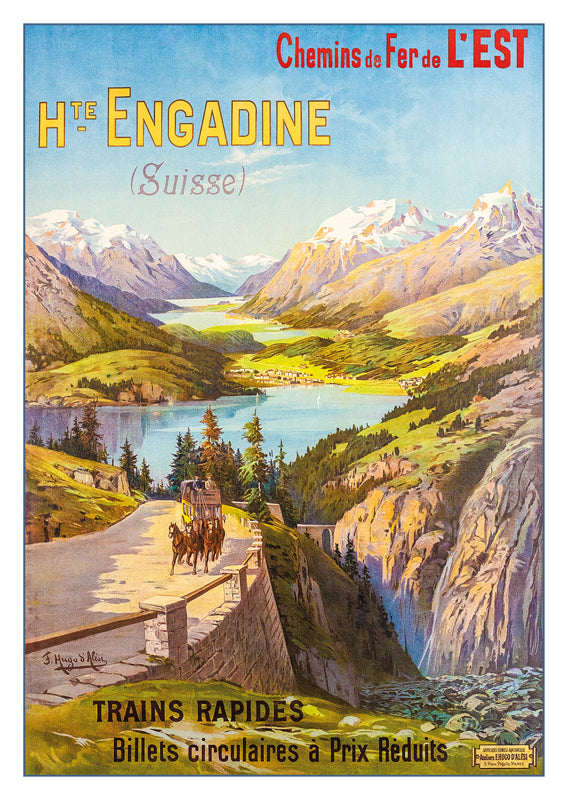 A-10806 - HTE ENGADINE - CHEMIN DE FER DE L’EST - Poster by Frédéric Hugo d’Alési about 1895