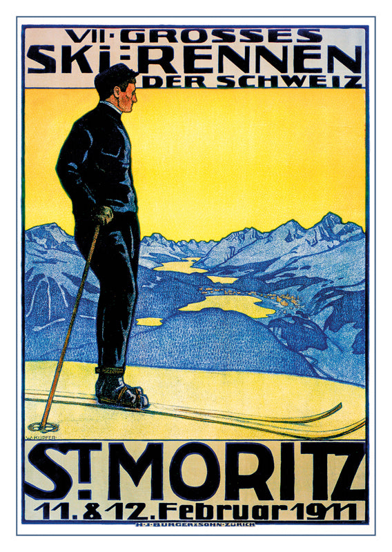10810 - ST. MORITZ - VII GROSSES SKI-RENNEN - Affiche de W. Kupfer - 1911