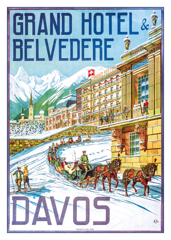 10813 - DAVOS - GRAND HÔTEL & BELVÉDÈRE - Affiche vers 1912