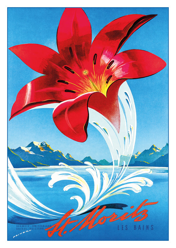 A-10814 - ST.MORITZ - LES BAINS - Poster by Martin Peikert about 1950