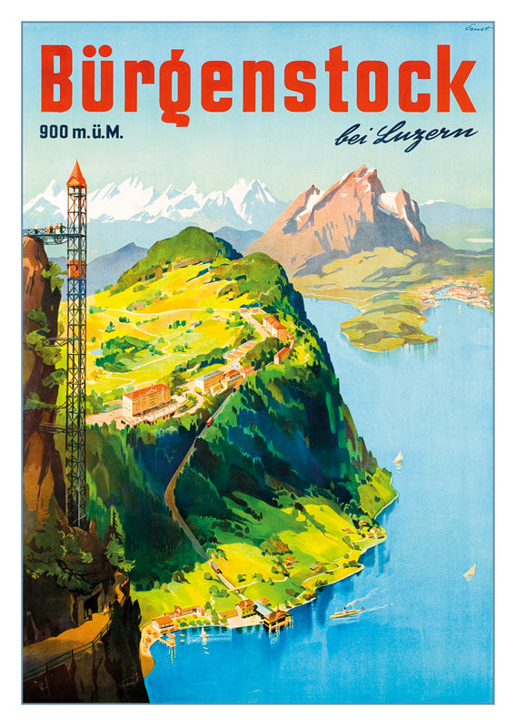 A-10824 - BÜRGENSTOCK - Poster by Otto Ernst about 1950