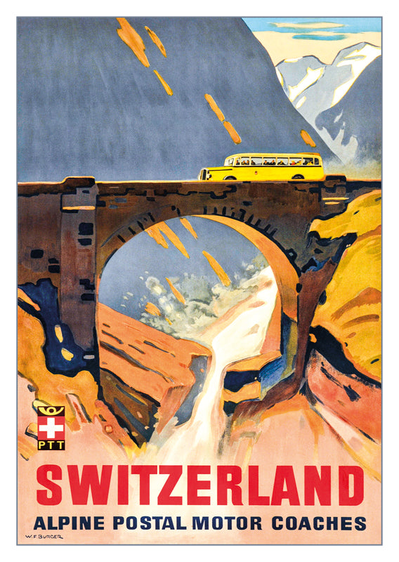 10847 - AUTOCARS DE LA POSTE ALPINE - Affiche de Wilhelm Friedrich Burger - 1937