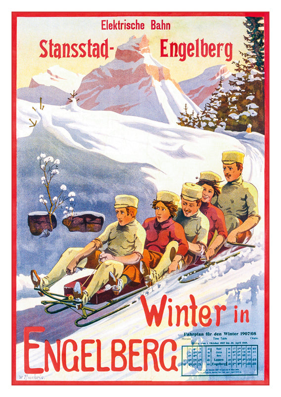 A-10850 - WINTER IN ENGELBERG - Poster by Wilhelm Amrhein - 1907