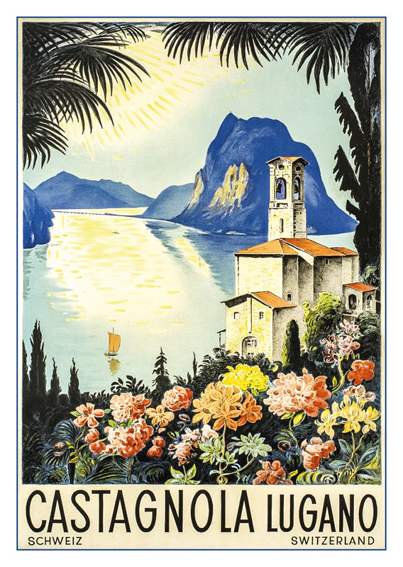 CASTAGNOLA - LUGANO - Poster about 1930, a retro postcard made from a magnificent original poster from the GALERIE 123 collection.