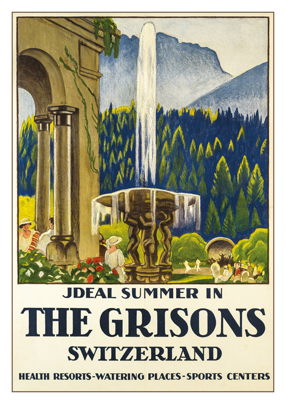  IDEAL SUMMER IN THE GRISONS - Poster by Emil Cardinaux - 1923
Retro postcard made from a magnificent original poster from the GALERIE 123 collection
