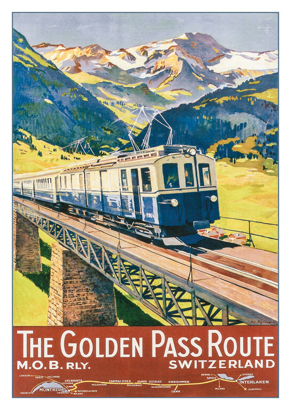 10904 - MOB - THE GOLDEN PASS ROUTE - Affiche d'Edouard Elzingre - 1934