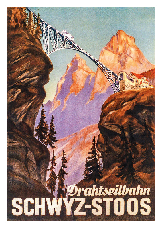 10905 - SCHWYZ-STOOS - DRAHTSEILBAHN - Affiche vers 1936