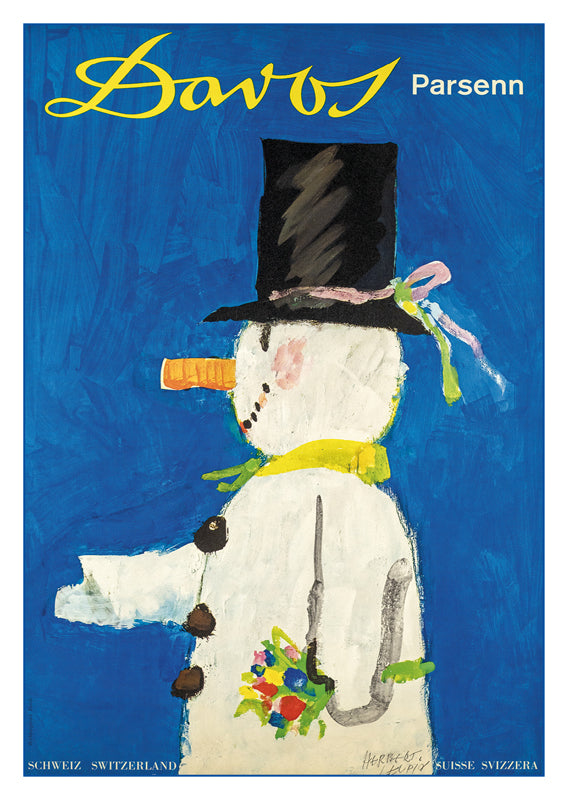 DAVOS - PARSENN - Poster by Herbert Leupin - 1956
Retro postcard made from a magnificent original poster from the GALERIE 123 collection