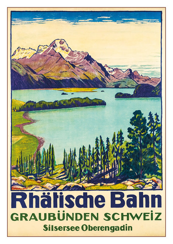 RHÄTISCHE BAHN - GRAUDÜNDEN - Poster by Emil Cardinaux - 1916
Retro postcard made from a magnificent original poster from the GALERIE 123 collection