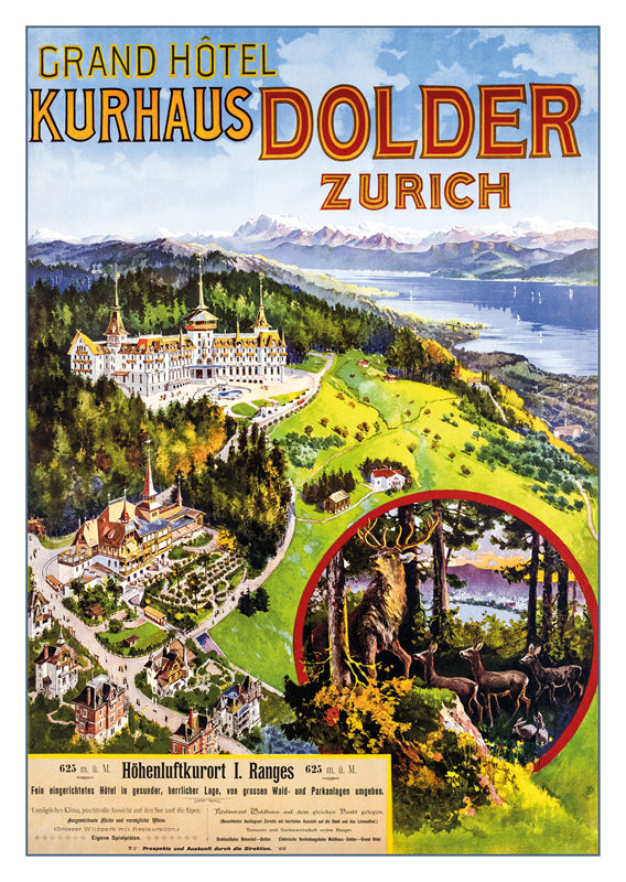 ZÜRICH - GRAND HOTEL KURHAUS DOLDER - Poster by 1899
Retro postcard made from a magnificent original poster from the GALERIE 123 collection