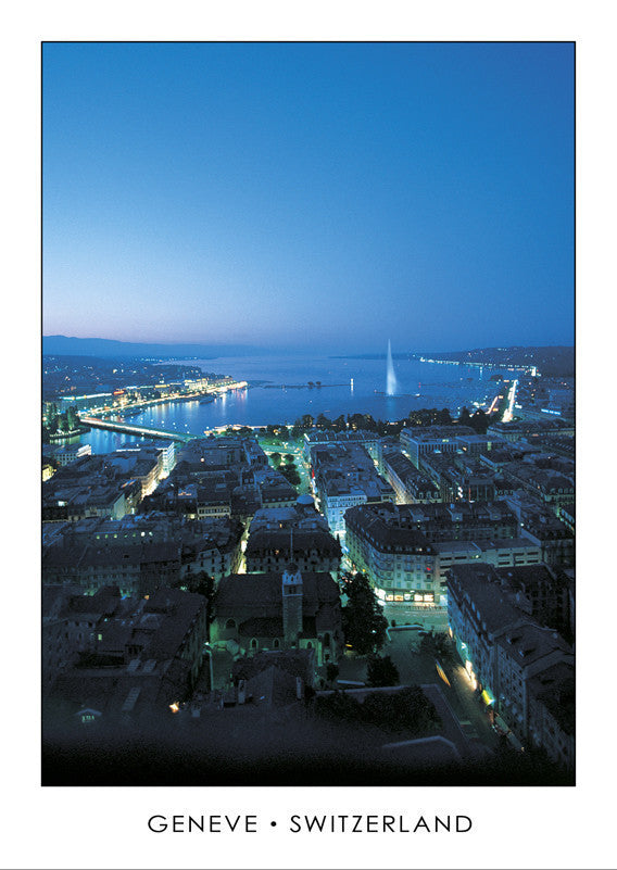 Carte postale de Geneva, vue depuis la cathédrale Saint-Pierre, Switzerland