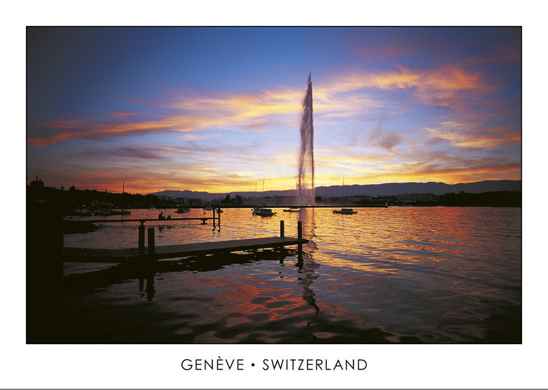 10223 - Geneva - The harbour and the Jet d'eau, Switzerland