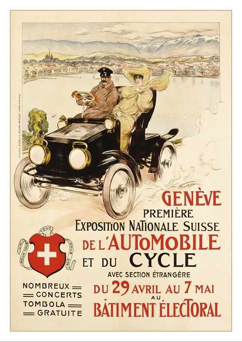 GENÈVE - PREMIER SALON DE L’AUTOMOBILE ET DU CYCLE - Poster by Auguste Niollier - 1905