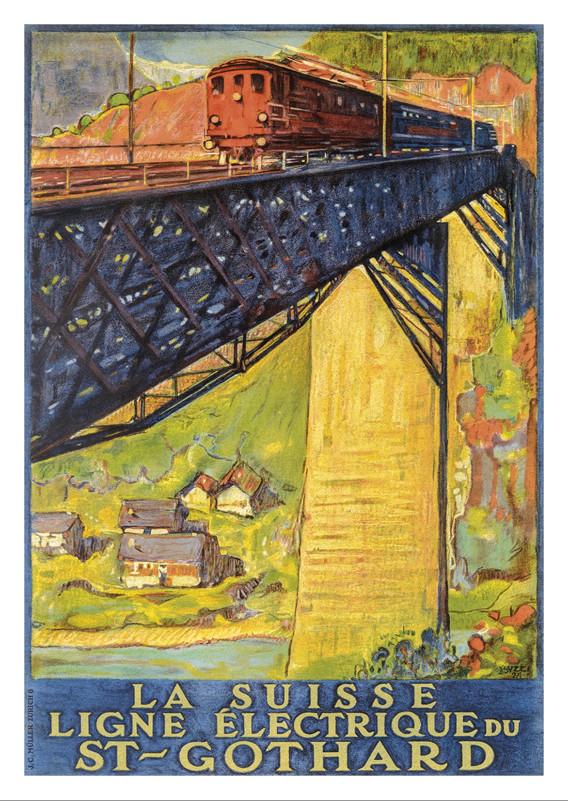 LIGNE ÉLÉCTRIQUE DU ST-GOTHARD Poster by Daniele Buzzi - 1924