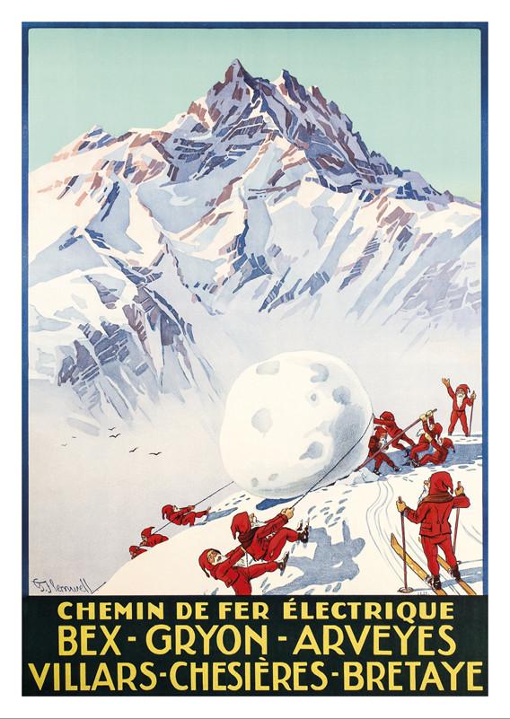 10550 - BEX - GRYON - ARVEYES VILLARS - CHESIÈRES - BRETAYE - Poster by Johann Emil Müller - 1925