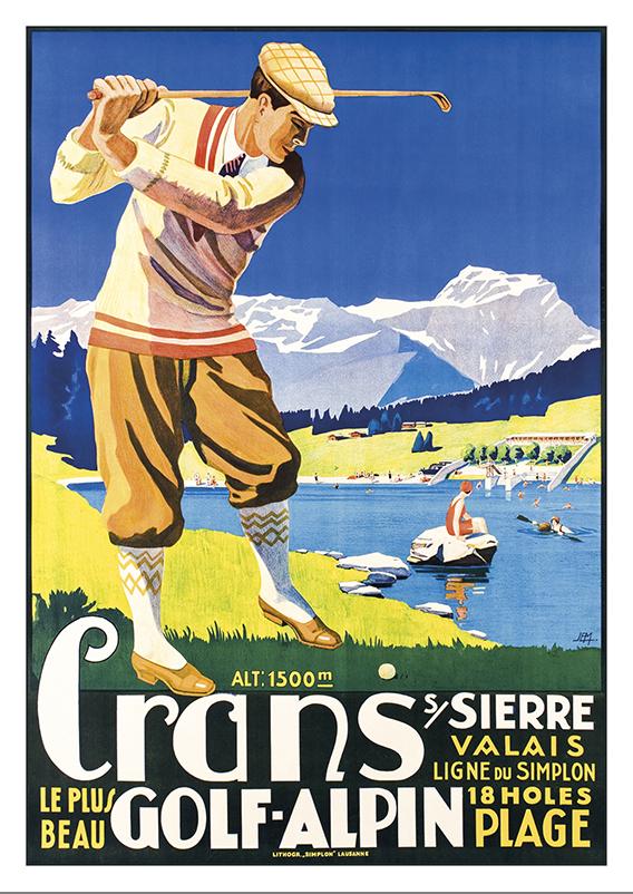 Postcard - CRANS - GOLF ALPIN - Poster by Johann Emil Müller - 1925