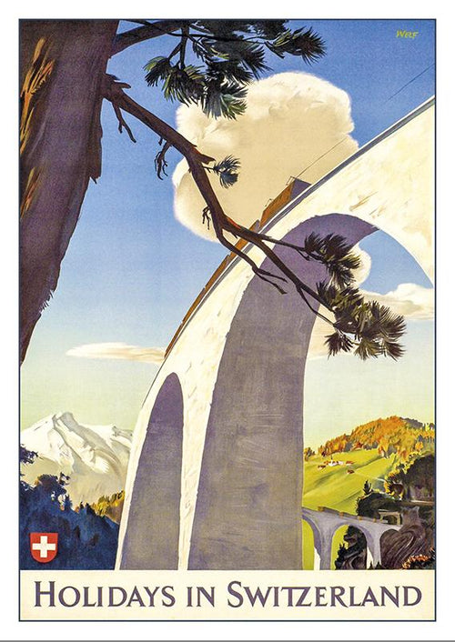 Postcard - HOLIDAYS IN SWITZERLAND - Poster by Edmund Welf - 1946