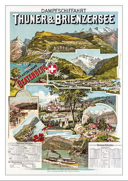 Postcard - THUNER & BRIENZERSEE - Poster by Anton Reckziegel – 1898