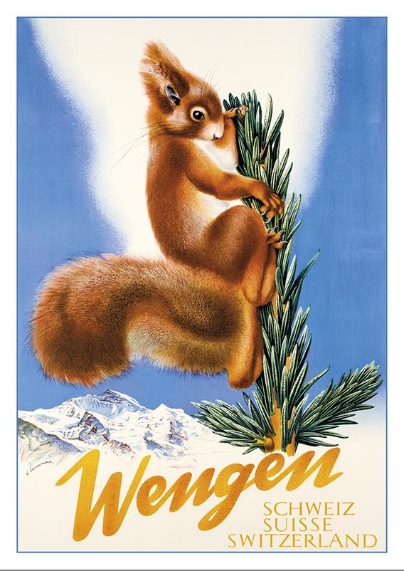 Postcard - WENGEN - Poster by Walter Linsenmaier about 1950