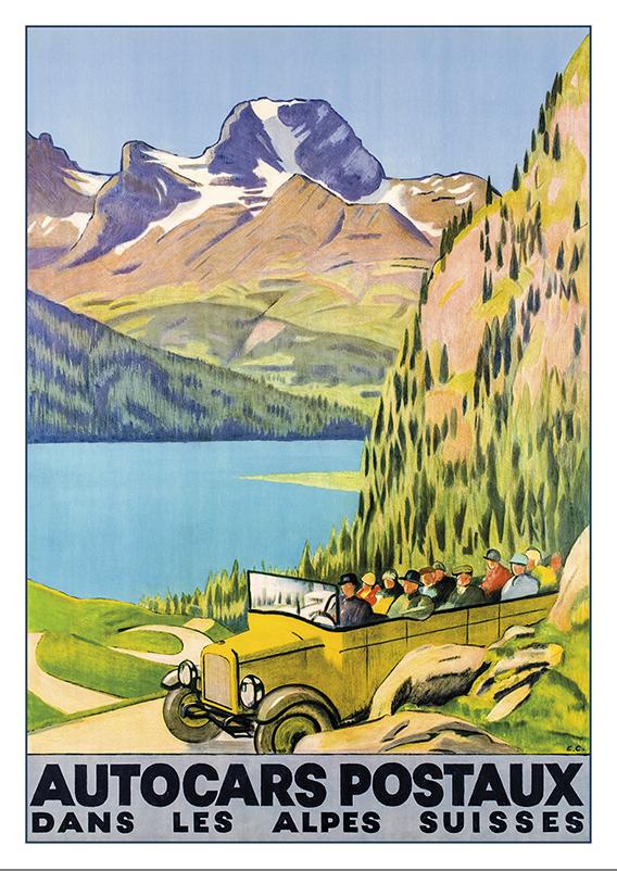 Postcard - AUTOCARS POSTAUX - Poster by d’Emil Cardinaux - 1928