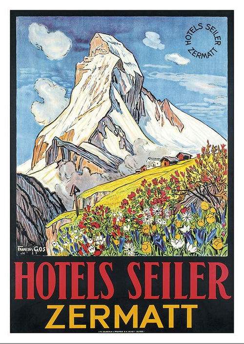 Postcard ZERMATT - HOTELS SEILER - Poster by François Gos - 1932