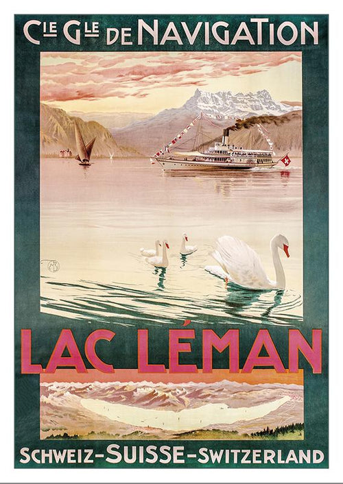 Postcard - LAC LÉMAN COMPAGNIE GÉNÉRALE DE NAVIGATION - Poster by Mario Borgoni - 1900