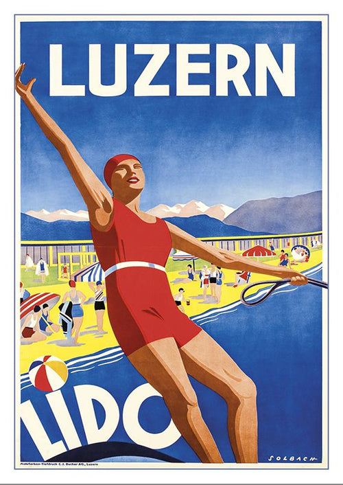 Postcard - LUZERN - LIDO - Poster by Albert Solbach about 1933