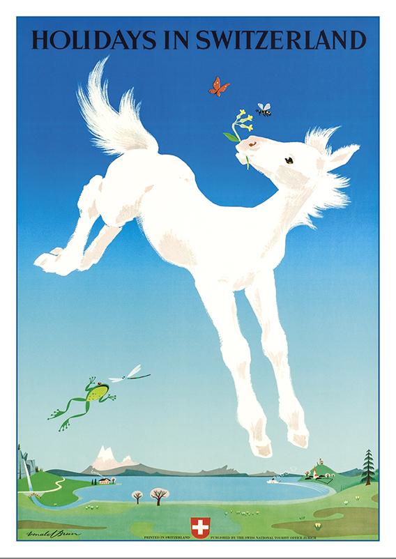 Postcard - HOLIDAYS IN SWITZERLAND - Poster by Donald Brun - 1949