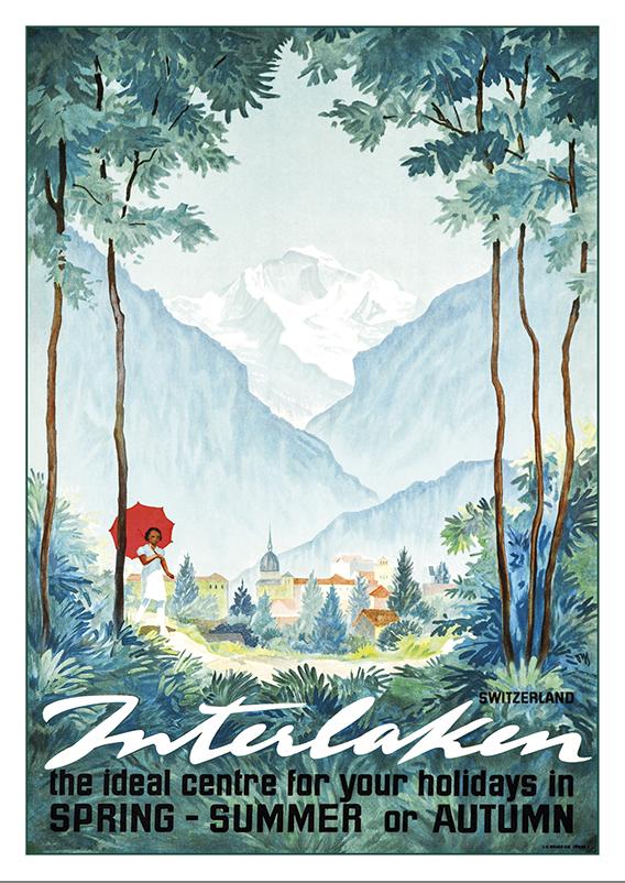 Postcard - INTERLAKEN - Poster by Alex Diggelmann - 1946