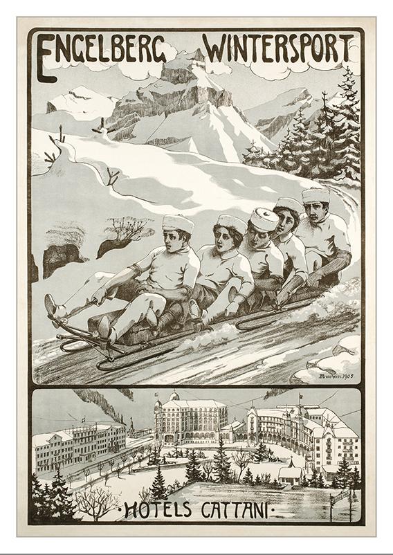 Postcard ENGELBERG - Hotels Cattani - Poster by Wilhelm Amrhein - 1905