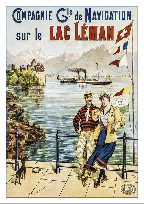 Postcard COMPAGNIE DE NAVIGATION SUR LE LAC LÉMAN - Poster by Dreyma - 1897