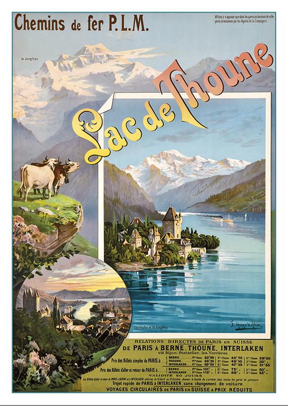 Postcard LAC DE THOUNE - Poster by Hugo Alési about 1898