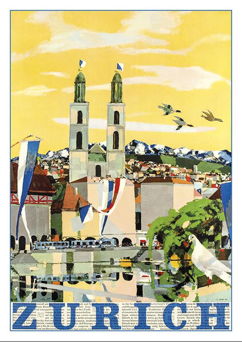 Postcard ZÜRICH - Poster by Max Hunziker - 1957