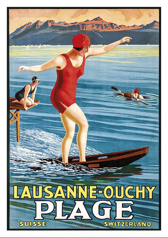 Postcard - LAUSANNE - OUCHY PLAGE Affiche de Johann Emil Müller - 1926