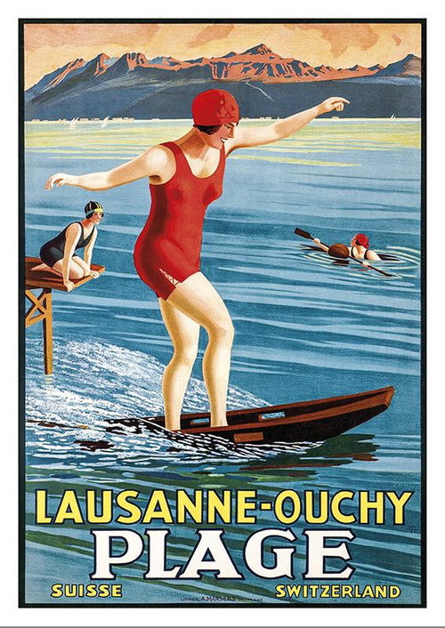 Postcard - LAUSANNE - OUCHY PLAGE Affiche de Johann Emil Müller - 1926