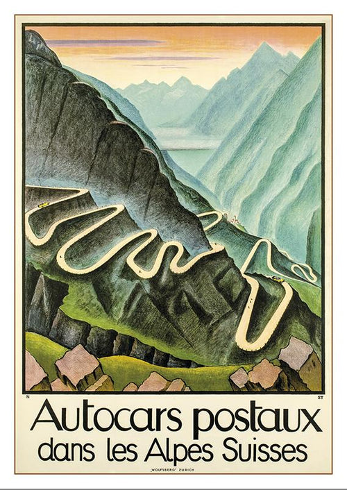 AUTOCARS POSTAUX - Poster by  Niklaus Stoecklin - 1925