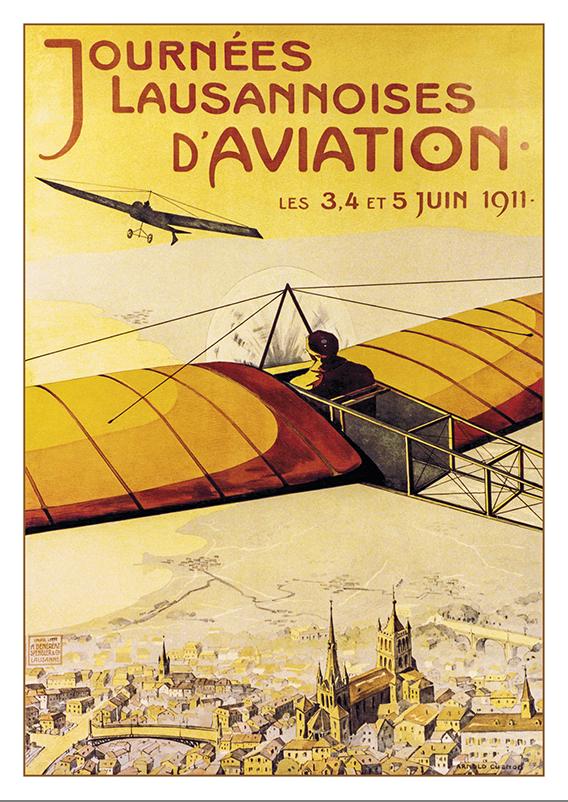 JOURNÉES LAUSANNOISES D’AVIATION - Poster by Arnold Cuenod - 1911
