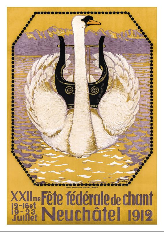 NEUCHÂTEL - Fête fédérale de chant - Poster by Wilhelm Hartung - 1912