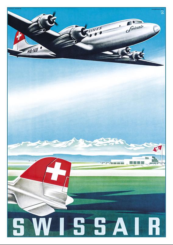 SWISSAIR - Poster by Bernhard Reber - 1952