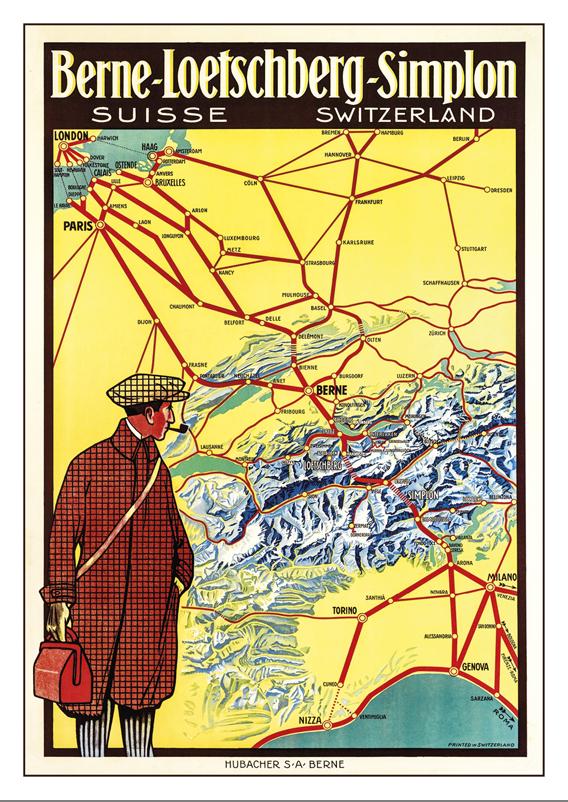 BERNE - LÖTSCHBERG - SIMPLON - Poster by 1912