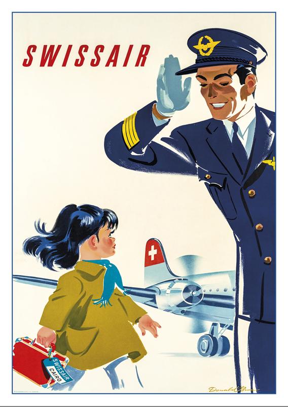 SWISSAIR - Poster by Donald Brun - 1949