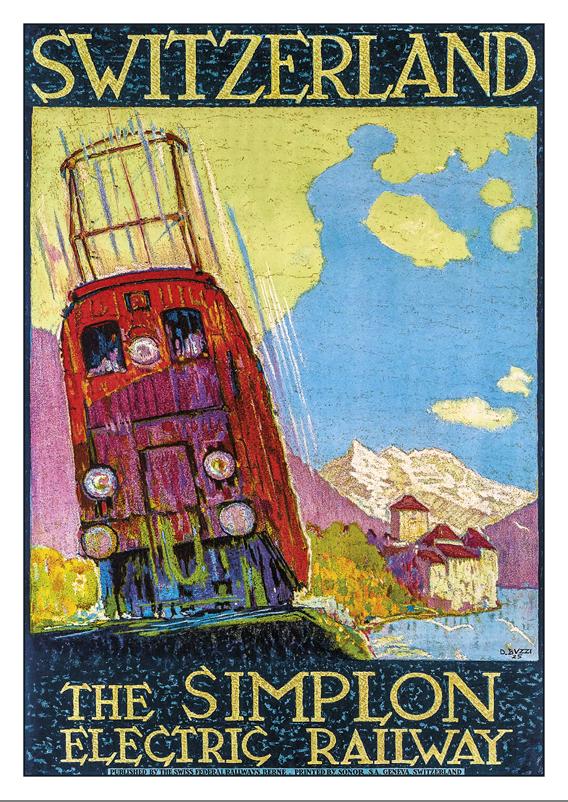 THE SIMPLON ELECTRIC RAILWAY - Poster by Daniele Buzzi - 1925