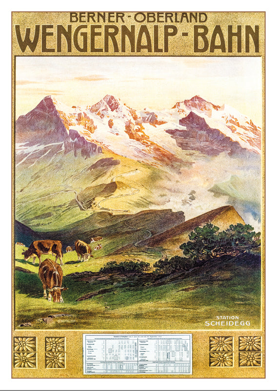 10734 - WENGERALP BAHN - Affiche d'Anton Reckziegel vers 1910