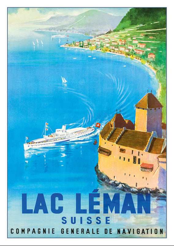 10769 - LAC LÉMAN ET CHÂTEAU DE CHILLON - Affiche de 1952