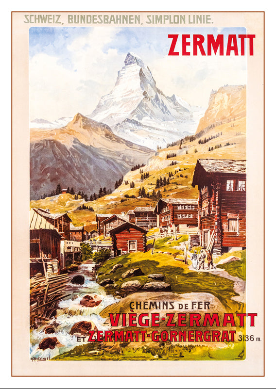 A-10776 - CHEMIN DE FER VIÈGE - ZERMATT - Matterhorn - Le Cervin - Poster by Anton Reckziegel - 1898