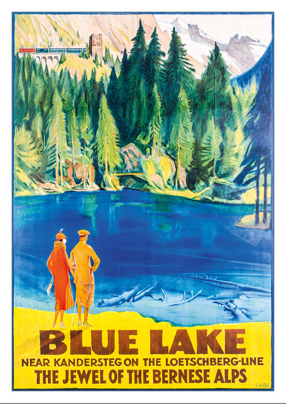 A-10778 - BLUE LAKE - BERNESE ALPS - Poster by Ernst Hodel - 1927