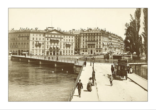 Geneva, le pont des Bergues vers 1895, Switzerland